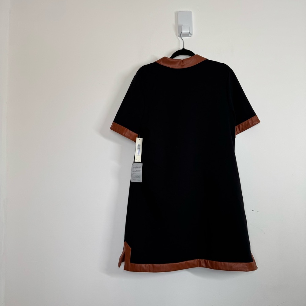 Eliza J Dress Popover Faux Leather Trim Mini NEW - Picture 6 of 11